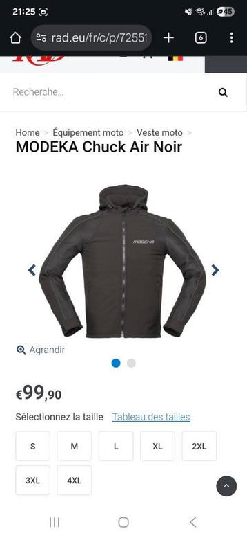 Veste Modeka Check Air noire avec dorsale  beschikbaar voor biedingen