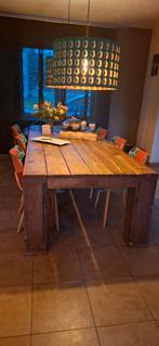 Grote steigerhouten tafel, Huis en Inrichting, Tafels | Eettafels, Ophalen, Gebruikt, 100 tot 150 cm, 200 cm of meer