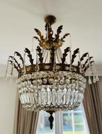Kroonluchter met glazen en kristallen tranen, Huis en Inrichting, Ophalen, Gebruikt