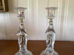 2 Kaarsenhouders: Maria uit  glas helder glas, Antiek en Kunst, Ophalen of Verzenden, Glas