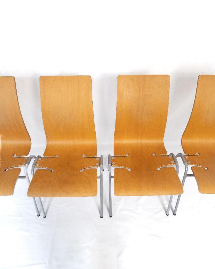 Lot de 4 chaises Viola de Peter Opsvik, Maison & Meubles, Chaises, Comme neuf, Quatre, Bois, Métal, Autres couleurs, Enlèvement