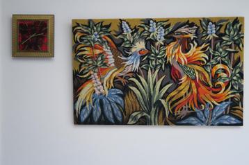Groot vintage wandtapijt uit 1970, regio Doornik, 120 cms beschikbaar voor biedingen