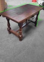 vintage massief eikenhouten kruk/bijzettafeltje met lade, Ophalen of Verzenden