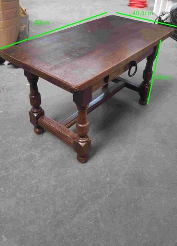 vintage massief eikenhouten kruk/bijzettafeltje met lade beschikbaar voor biedingen