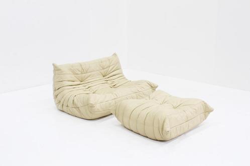 Vintage Togo Ligne Roset sofa set beige leer, Antiek en Kunst, Antiek | Meubels | Stoelen en Sofa's, Ophalen