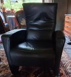 HIMOLLA elektrische relaxfauteuil in zwart leer, Huis en Inrichting, Fauteuils, Ophalen, Zo goed als nieuw, 75 tot 100 cm, Leer