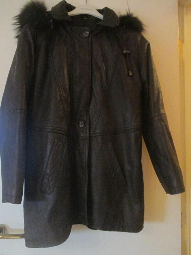 bruine lederen jas maat 40, Kleding | Dames, Jassen | Winter, Zo goed als nieuw, Maat 38/40 (M), Ophalen of Verzenden