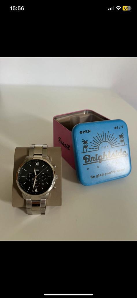 Montre Neutra chronophage acier - Fossil Homme, Handtassen en Accessoires, Horloges | Heren, Zo goed als nieuw, Staal, Verzenden