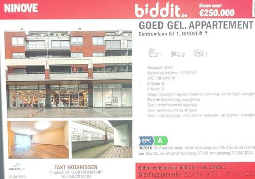 Ninove Appt te koop boven Ninia shoppingcentra, Immo, Huizen en Appartementen te koop, Provincie Oost-Vlaanderen, Appartement