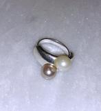 Ring zilver met dubbele parel Twice as Nice, Handtassen en Accessoires, Ringen, Nieuw, Overige materialen, 17 tot 18, Dame