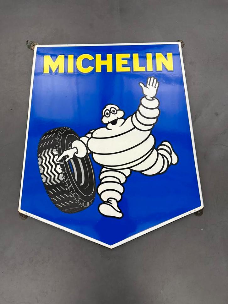 Oud emaille reclame bord Michelin, Verzamelen, Merken en Reclamevoorwerpen, Gebruikt, Reclamebord, Ophalen