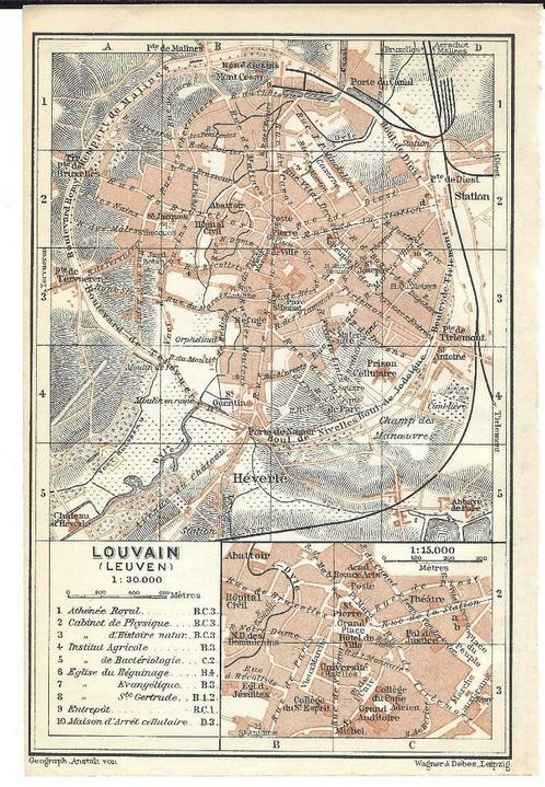 1910 - Leuven stadsplannetje, Livres, Atlas & Cartes géographiques, Envoi