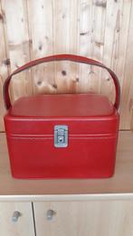 Rode vintage beautycase, Gebruikt, Softcase, Ophalen of Verzenden, Met spiegeltje(s)