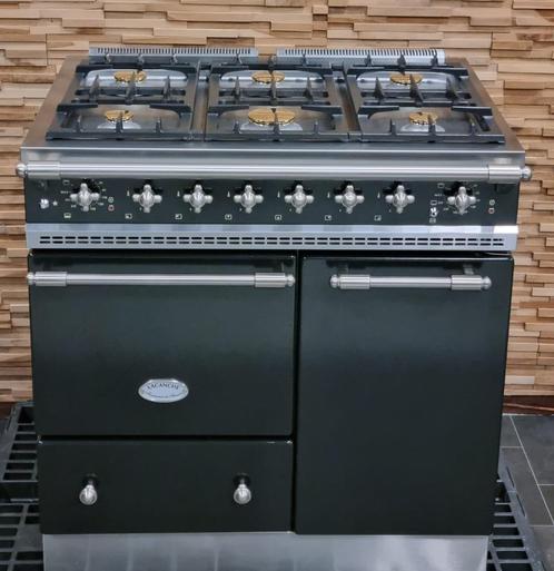 🔥Luxe Fornuis Lacanche 90 cm zwart + rvs 6 pits 2 ovens, Elektronische apparatuur, Fornuizen, Zo goed als nieuw, Vrijstaand, Gas