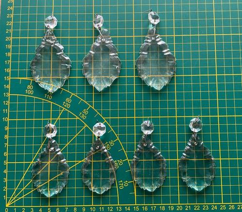 7 glazen pandulas/hangers voor “kristallen” kroonluchters, Antiek en Kunst, Antiek | Verlichting, Ophalen