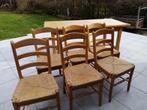 Table chêne massif 90cm x 2m +6 chaises chêne, Comme neuf, Chêne, Rectangulaire, 50 à 100 cm