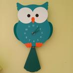 Wandklok uil kinderkamer, Ophalen, Zo goed als nieuw, Klok