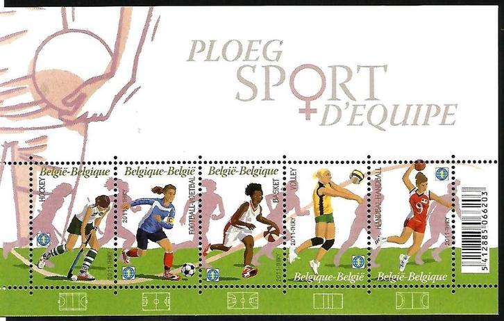 2011 Vrouwen in ploegsport OBP BL 190**, Postzegels en Munten, Postzegels | Europa | België, Postfris, Orginele gom, Sport, Zonder stempel