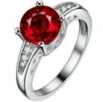 SALE: Silverplated ring met rood strass, Verzenden, Nieuw, Kleiner dan 17, Dame