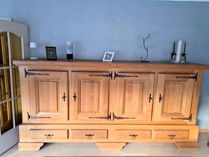 Rustiek eikenhouten eetkamer, Maison & Meubles, Salles à manger complètes, Comme neuf, 4 à 6 chaises, Enlèvement