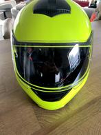 fluo geel integraalhelm met ingebouwde zonnklep, Motoren, Tweedehands, XL, Integraalhelm