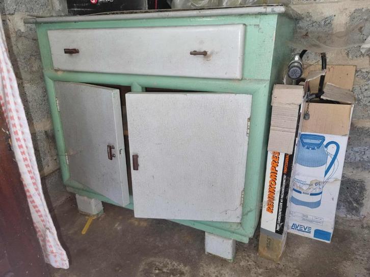 MOET MORGEN WEG ! Vintage Appelblauwzeegroen Kastje, Huis en Inrichting, Kasten | Dressoirs, Gebruikt, 100 tot 150 cm, 75 cm of meer