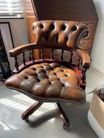 Klassieke Chesterfield-stijl bureaustoel in echt bruin leder, Ophalen, Gebruikt, Bruin, Bureaustoel