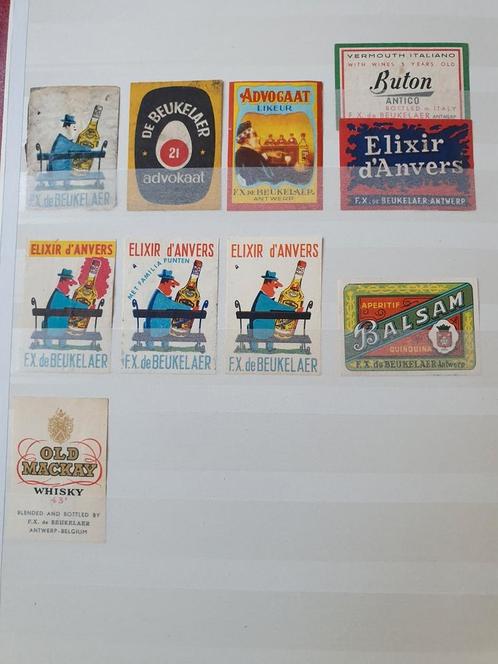 Etiketten F.X. de Beuckelaer, Elixir d'Anvers, Verzamelen, Rookartikelen, Aanstekers en Luciferdoosjes, Ophalen of Verzenden