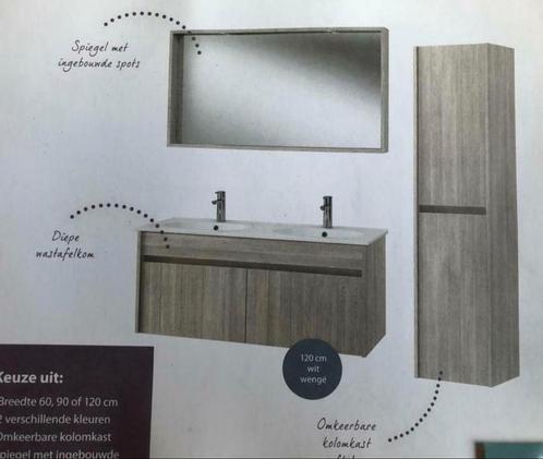 Nieuw badkamermeubel-set met dubbele porseleinen lavabo, Huis en Inrichting, Badkamer | Complete badkamers, Nieuw, Ophalen