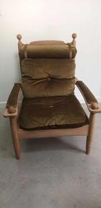 Vintage zetel beukenhout/ groen fluweel, Huis en Inrichting, Zetels | Zetels, Ophalen, Hout, Gebruikt, Eenpersoons
