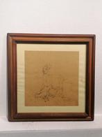 112- Eugène Verboeckhoven* Grote Originele tekening, gesigne, Antiek en Kunst, Ophalen of Verzenden
