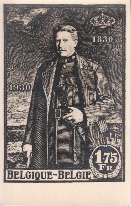 Postkaart: Portret Koning Albert I (naar postzegel), Verzamelen, Postkaarten | België, Ongelopen, 1920 tot 1940, Ophalen of Verzenden