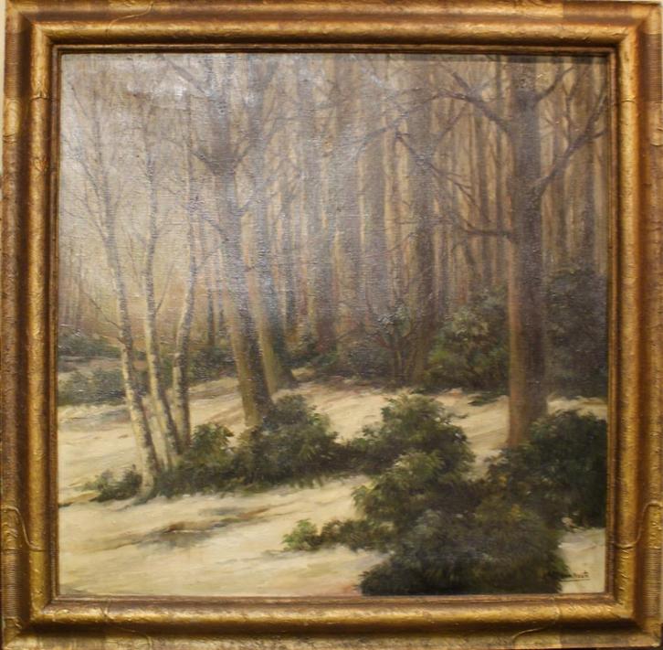 Adolf Van Neste (1880-1959): Boszicht (O/D, 90 x 90 cm), Antiek en Kunst, Kunst | Schilderijen | Klassiek, Ophalen of Verzenden