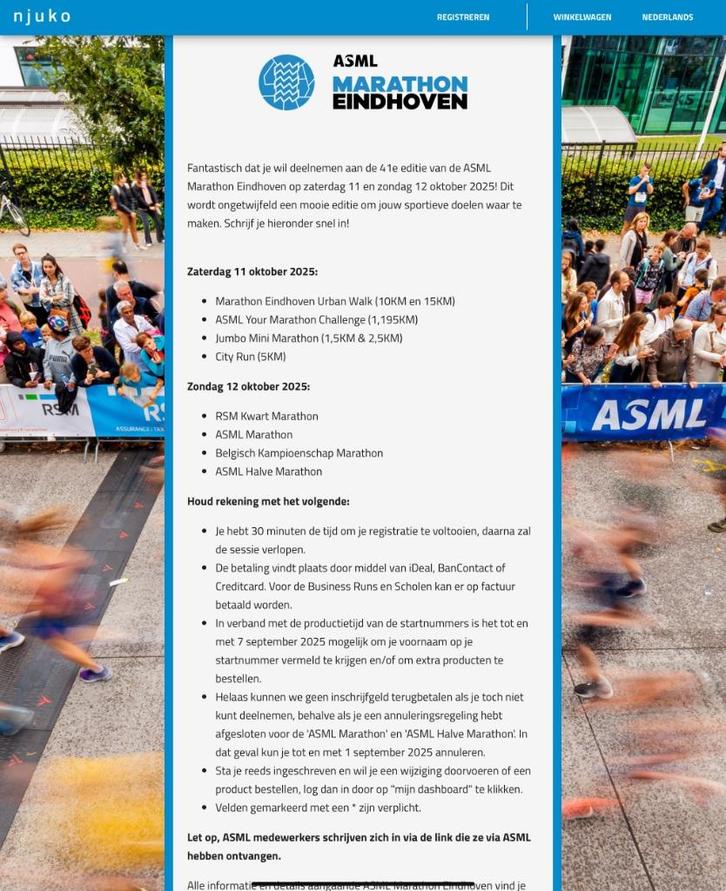 Marathon Eindhoven, Tickets en Kaartjes, Sport | Overige, Eén persoon, Oktober