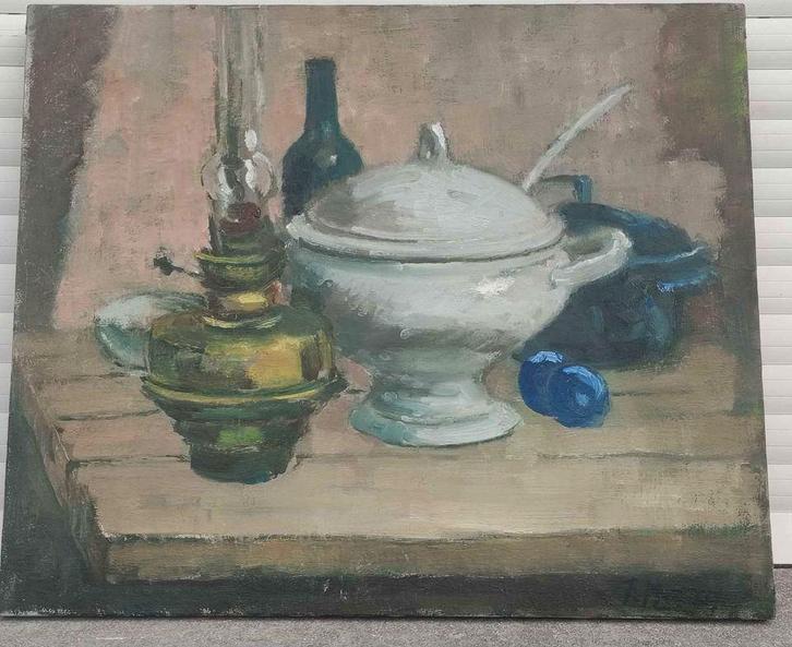 Huile sur toile nature morte signe François marechal, Antiek en Kunst, Kunst | Schilderijen | Klassiek, Ophalen of Verzenden