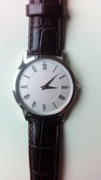 Herenpolshorloge Base Metal Bezel met lederen bandje nieuw, Cuir, Autres marques, Acier, Montre-bracelet