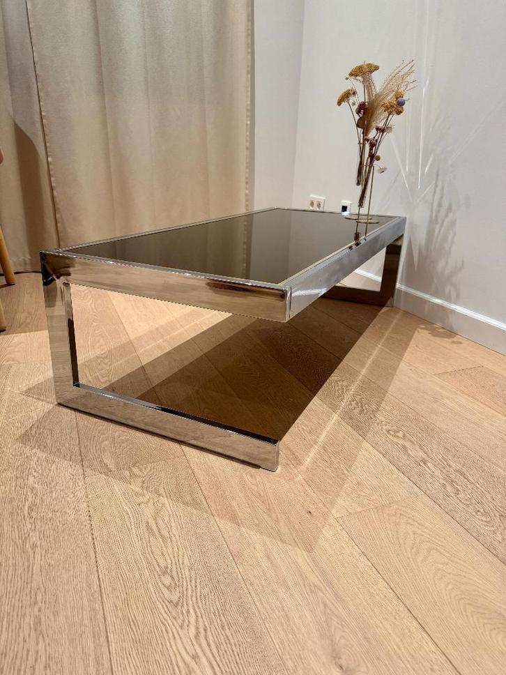 Vintage Belgo Chrom tafel  / salontafel / koffietafel, Maison & Meubles, Tables | Tables de salon, Utilisé, Moins de 50 cm, Moins de 50 cm