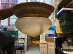 Antieke koperen plafondlamp, Huis en Inrichting, Lampen | Plafondlampen, Ophalen, Gebruikt, Glas