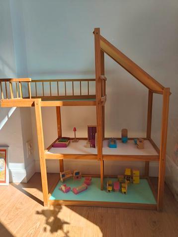 groot retro poppenhuis en meubeltjes!, Enlèvement, Utilisé, Maison de poupées