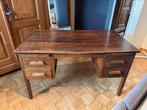 Houten antiek bureau (schooldirectie)-4 laden- 2 legplanken, Antiek en Kunst, Ophalen