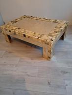 VINTAGE SALONTAFEL MET HOORN INLEG, Huis en Inrichting, Tafels | Salontafels, Ophalen, Overige materialen, Gebruikt, 100 tot 150 cm