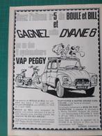 Boule et Bill - publicité papier Dyane 6 et VAP Peggy - 1969, Autres types, Autres personnages, Utilisé, Enlèvement ou Envoi