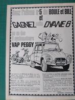 Boule et Bill - publicité papier Dyane 6 et VAP Peggy - 1969, Verzamelen, Ophalen of Verzenden, Overige figuren, Gebruikt, Overige typen