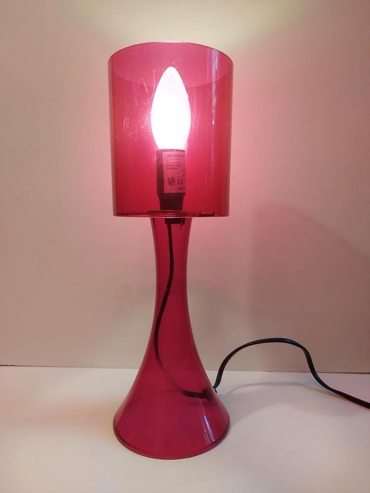Vintage transparant roze plastic tafellampje, 2000, Diversen, Rommelmarktspullen, Zo goed als nieuw, Ophalen of Verzenden