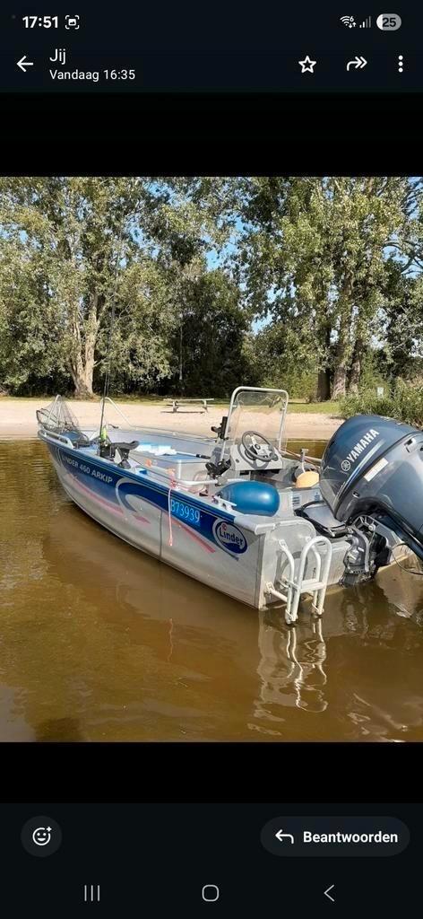 Linder 460 Arkip,30pk Yamaha,electr boegmotor op trailer,, Watersport en Boten, Vis- en Consoleboten, Ophalen