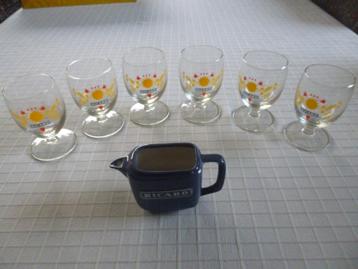 ricard blauw kannetje   25cl en 6 glazen  beschikbaar voor biedingen