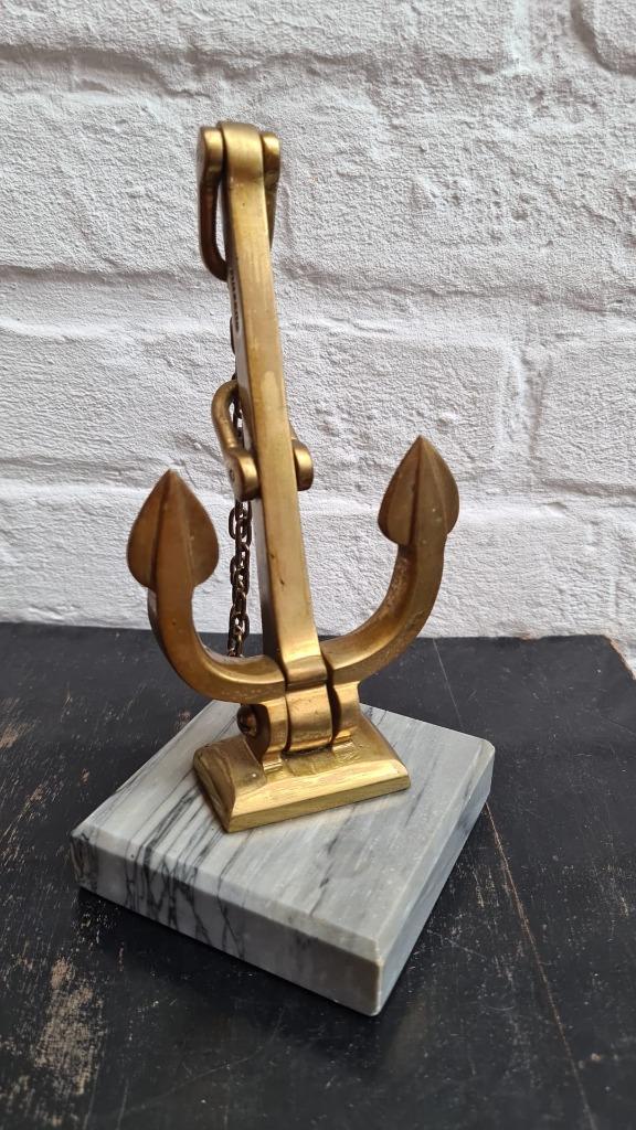 Bronzen beeldje van een anker, vermelding Anvers, Verzamelen, Beelden en Beeldjes, Gebruikt, Ophalen of Verzenden