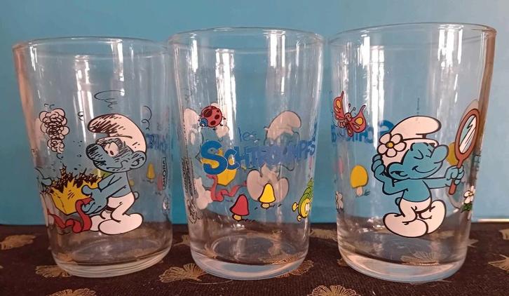 Smurfen glaasjes (3 stuks), Verzamelen, Smurfen, Nieuw, Gebruiksvoorwerp, Ophalen of Verzenden