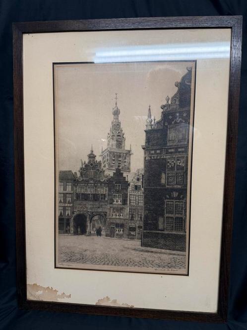Gravure/Ets Nijmegen, Hendrik De Laat, Antiek en Kunst, Kunst | Etsen en Gravures, Ophalen of Verzenden