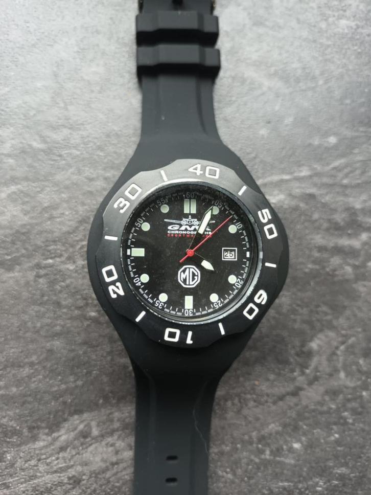 GMT CHRONOGRAPHS type MG luxe horloge, Handtassen en Accessoires, Sporthorloges, Nieuw, Zwart, Ophalen